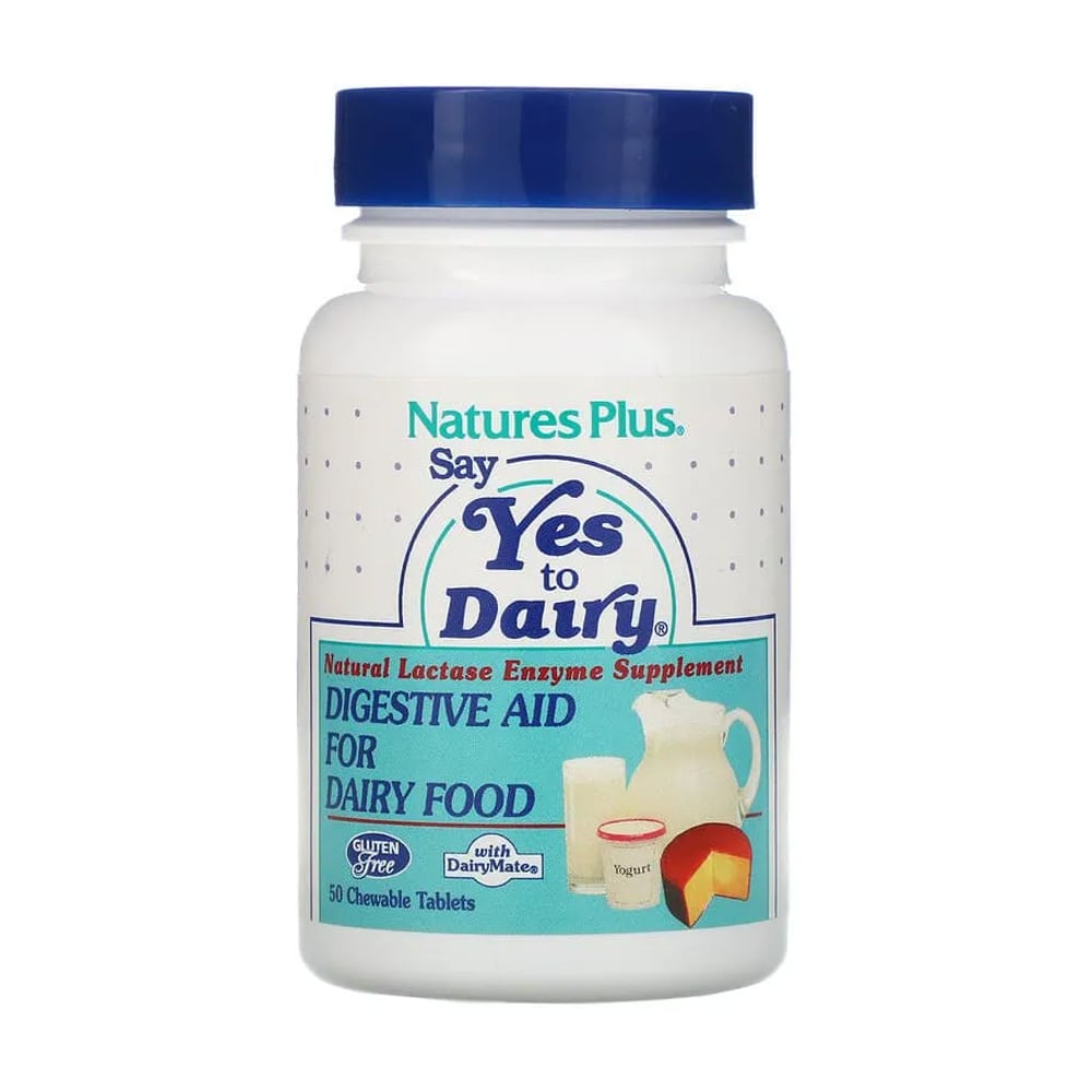 Фермент лактази NaturesPlus Say Yes to Dairy Digestive Aid For Dairy Food, 50 жувальних таблеток